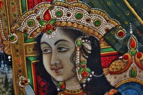 Mughal rare pair of genuine framed miniature paintings of Mughal Shah Jahan & Mumtaz Mahal