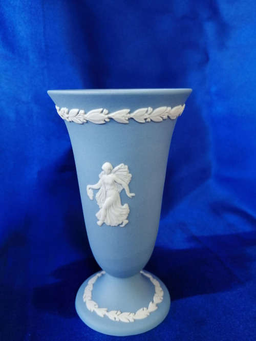 Vintage Wedgwood Jasper Blue Vase  #