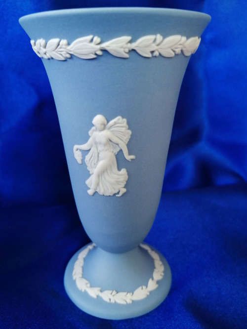 Vintage Wedgwood Jasper Blue Vase  #