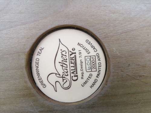 Feathers of Knysna hand made limited edition  Wooden Figurine of a Greenwinged Teal, 60 / 2000*