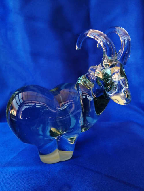 Ngwenya Recycled Glass Swaziland Handmade Ibex Figurine - Paperweight *