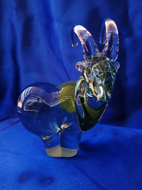 Ngwenya Recycled Glass Swaziland Handmade Ibex Figurine - Paperweight *