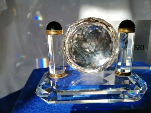 Swarovski - Desk Clock - Swarovski - Watch W/ Swarovski Silver Crystal  *