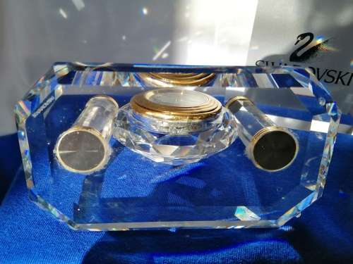 Swarovski - Desk Clock - Swarovski - Watch W/ Swarovski Silver Crystal  *