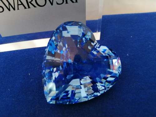 Swarovski Silver Crystal Retired  Blue Heart Boxed  #