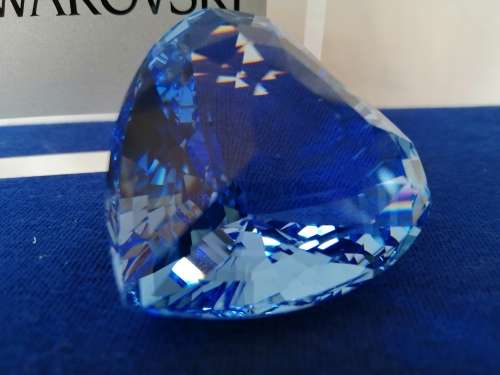 Swarovski Silver Crystal Retired  Blue Heart Boxed  #