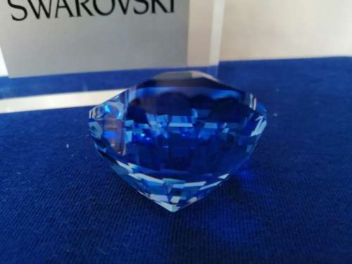 Swarovski Silver Crystal Retired  Blue Heart Boxed  #