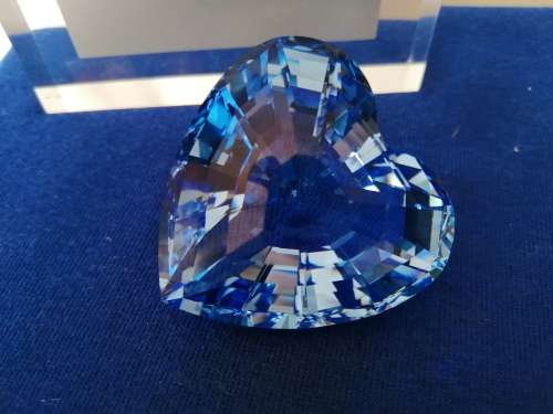 Swarovski Silver Crystal Retired  Blue Heart Boxed  #