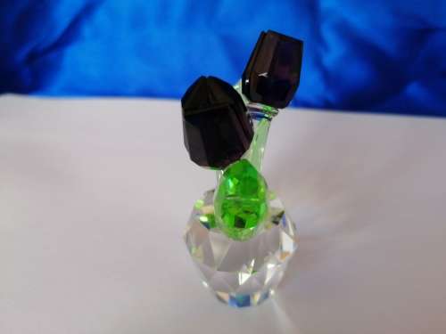 Stunning Crystal Glass Pot of Purple Flowers