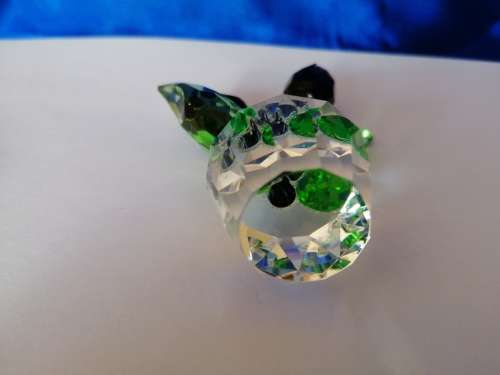 Stunning Crystal Glass Pot of Purple Flowers