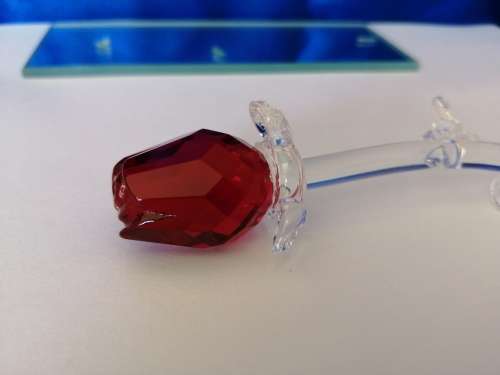 Stunning Crystal Glass Red Rose on Mirror