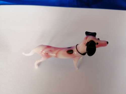 Stunning vintage blown glass Pink Dog
