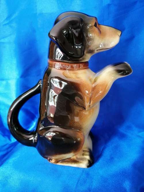 Germany ERPHILA Dachshund Sausage Dog Ceramic Teapot, vintage, #