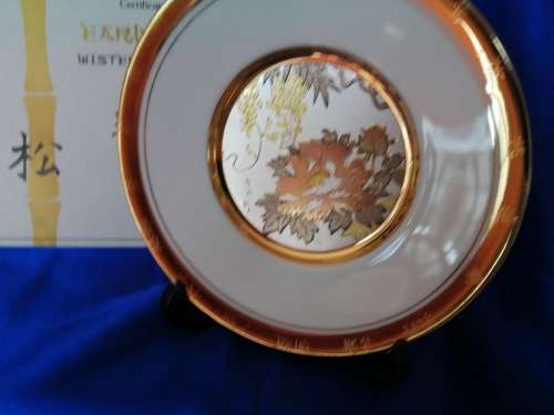 Hamilton Collection Japanese floral calendar Early Summer Chokin plate 23K gold trim