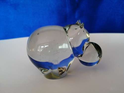 Ngwenya Recycled Glass Swaziland Handmade Hippo Figurine - Paperweight