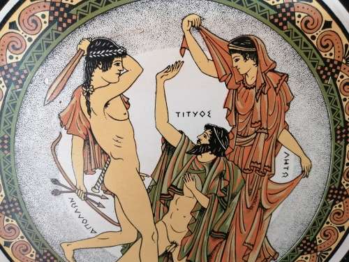 Large Pottery Plate Nude men Made in Greece #