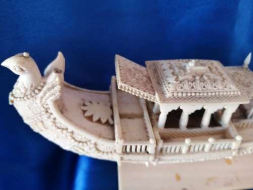 Chinese carved Bone faux Ivory Boats and fish