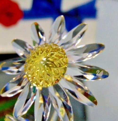 Lovely Swarovski Crystal Clear Yellow Marguerite Daisy Flower  #