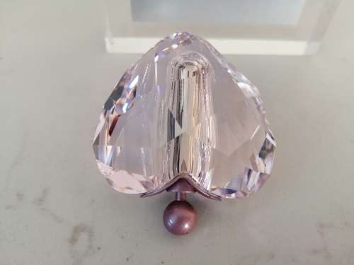 SWAROVSKI Faceted Crystal PINK HEART Perfume Bottle #