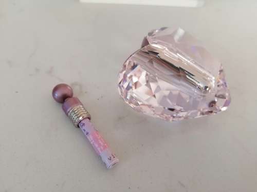 SWAROVSKI Faceted Crystal PINK HEART Perfume Bottle #
