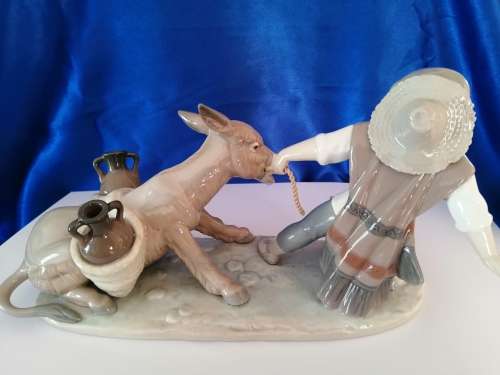 Lladro Figurine BOY WITH STUBBORN DONKEY AND DOG 5178 Retired