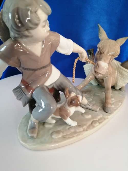 Lladro Figurine BOY WITH STUBBORN DONKEY AND DOG 5178 Retired