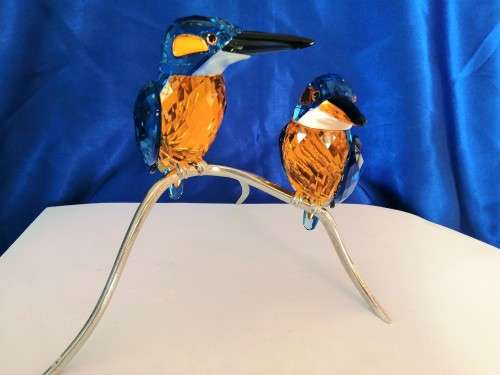 RARE SWAROVSKI CRYSTAL PARADISE BIRDS - KINGFISHERS BLUE TURQUOISE 945090 #