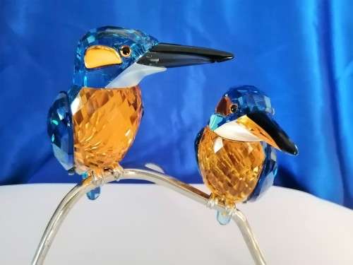 RARE SWAROVSKI CRYSTAL PARADISE BIRDS - KINGFISHERS BLUE TURQUOISE 945090 #