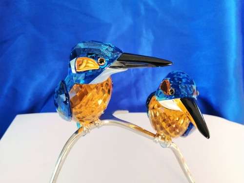 RARE SWAROVSKI CRYSTAL PARADISE BIRDS - KINGFISHERS BLUE TURQUOISE 945090 #