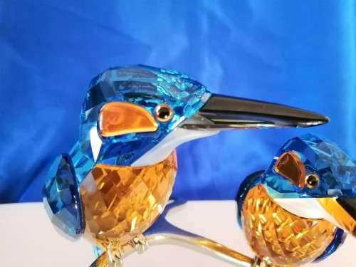 RARE SWAROVSKI CRYSTAL PARADISE BIRDS - KINGFISHERS BLUE TURQUOISE 945090 #