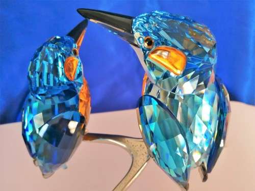 RARE SWAROVSKI CRYSTAL PARADISE BIRDS - KINGFISHERS BLUE TURQUOISE 945090 #