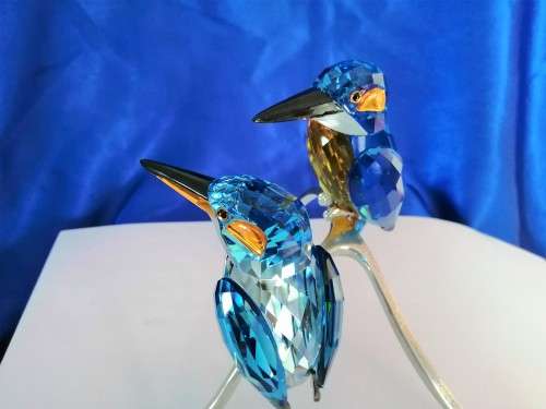 RARE SWAROVSKI CRYSTAL PARADISE BIRDS - KINGFISHERS BLUE TURQUOISE 945090 #