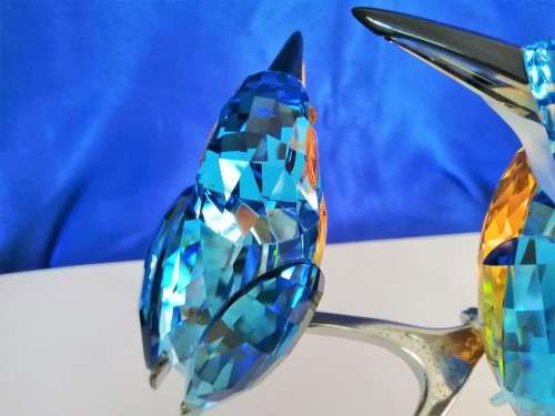 RARE SWAROVSKI CRYSTAL PARADISE BIRDS - KINGFISHERS BLUE TURQUOISE 945090 #