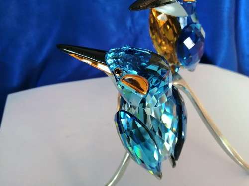 RARE SWAROVSKI CRYSTAL PARADISE BIRDS - KINGFISHERS BLUE TURQUOISE 945090 #