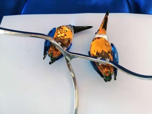 RARE SWAROVSKI CRYSTAL PARADISE BIRDS - KINGFISHERS BLUE TURQUOISE 945090 #