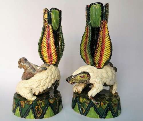 Ardmore Stunning Pair of Pangolin and Monkey Candle Holders Superb Detail