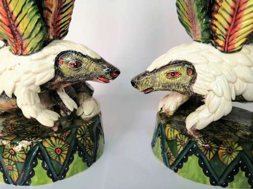 Ardmore Stunning Pair of Pangolin and Monkey Candle Holders Superb Detail