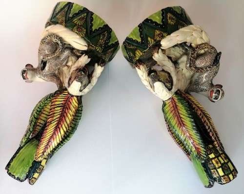 Ardmore Stunning Pair of Pangolin and Monkey Candle Holders Superb Detail