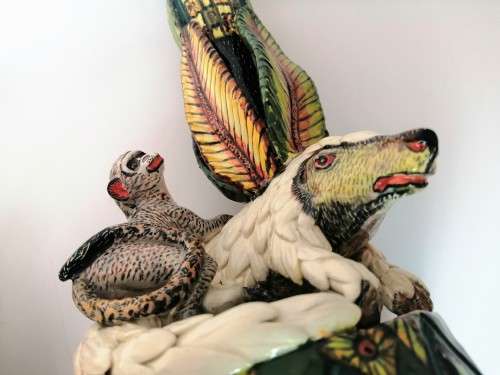 Ardmore Stunning Pair of Pangolin and Monkey Candle Holders Superb Detail