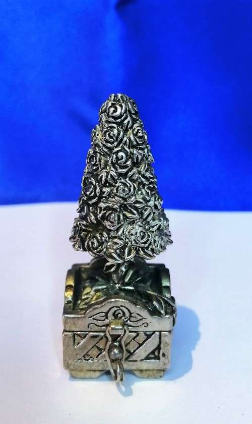 VINTAGE GIANNA ROSE (SPAIN) PEWTER TRINKET BOX, TOPIARY  #