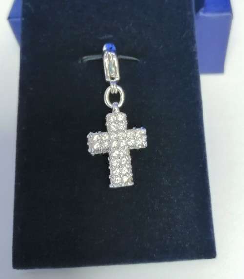Genuine Swarovski Charm Bracelet Clip On Charm -  Crystal Cross.   #