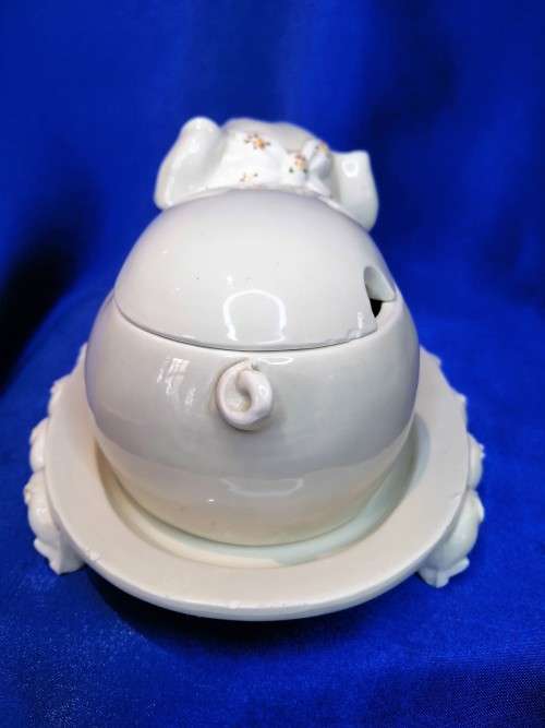 Vintage 1983 Fitz and Floyd Porcelain Pig For the French Market Serving Dish and Plate #