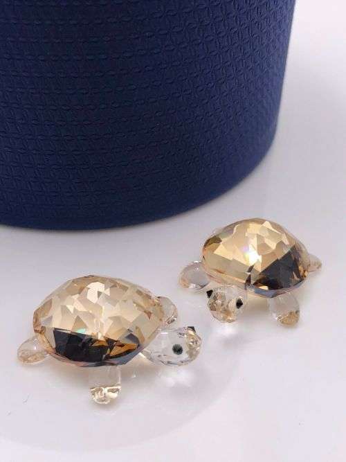 Swarovski Crystal Baby Tortoises Golden Shadow Retired 1130268