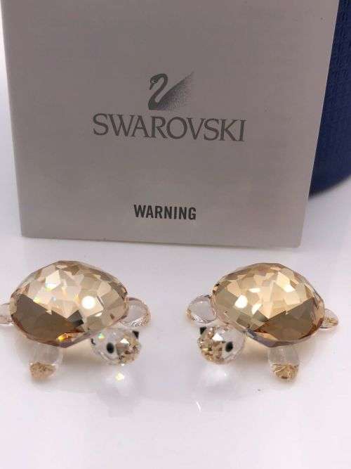 Swarovski Crystal Baby Tortoises Golden Shadow Retired 1130268