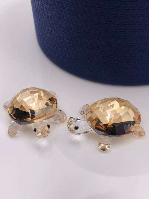 Swarovski Crystal Baby Tortoises Golden Shadow Retired 1130268