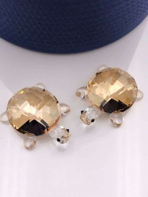 Swarovski Crystal Baby Tortoises Golden Shadow Retired 1130268