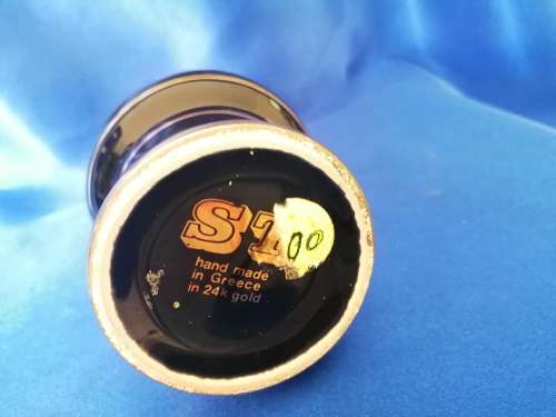 Black 24K Gold Vase Hand Made in Greece ST Mythical Roman Classical #