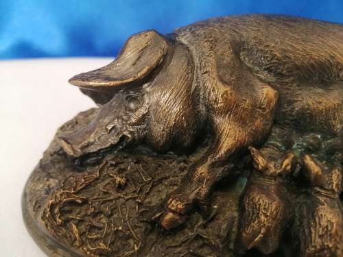 Vintage Basil Matthews Bronze Mother Pig with Piglets  #
