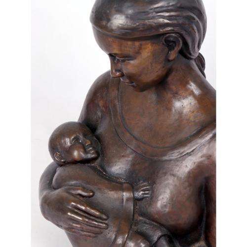 Elske (20th Century) DOTING MOTHER, signed and dated 2002, bronze,