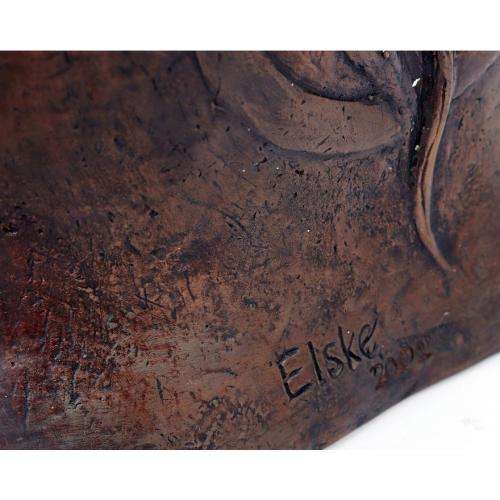 Elske (20th Century) DOTING MOTHER, signed and dated 2002, bronze,